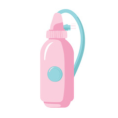 Nasal Irrigation Bottle in Pink and Blue for Sinus Relief and Hygiene Illustration on White Background