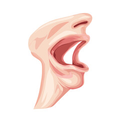 Open Mouth Illustration Showing Expression of Sound Speech and Vocalization in a Cartoon Animation Style on a White Background