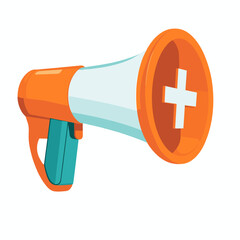 Orange and White Megaphone Isolated on White Background for Annoucement and Promotion