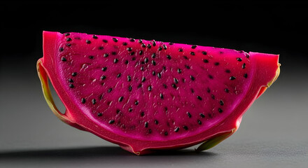 Vibrant Slice Of Dragon Fruit Displaying Texture And Rich Color Minimalist Food