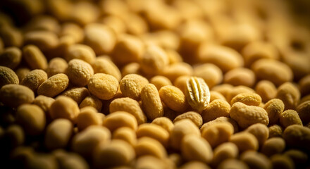 Golden Fenugreek Seeds Close Up Still Life In Warm Light