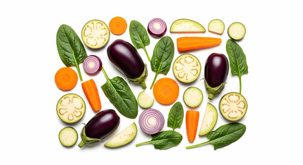 Freshly Harvested Vegetables On White Surface Displaying Healthy Diet