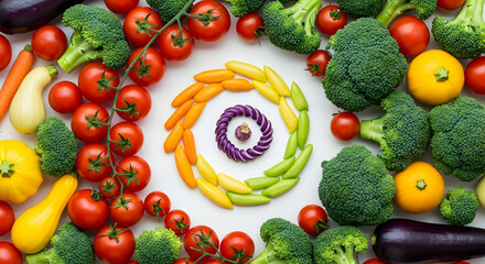 Vibrant Vegetable Harmony A Colorful Array of Fresh Produce Arrangement