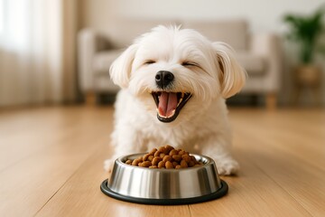 Happy Dog Enjoying Mealtime