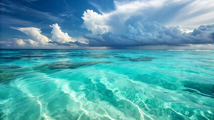Beautiful seascape with turquoise sea and cloudy sky