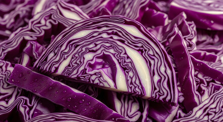 Obraz premium Close Up Of Freshly Shredded Red Cabbage Ideal For Cooking