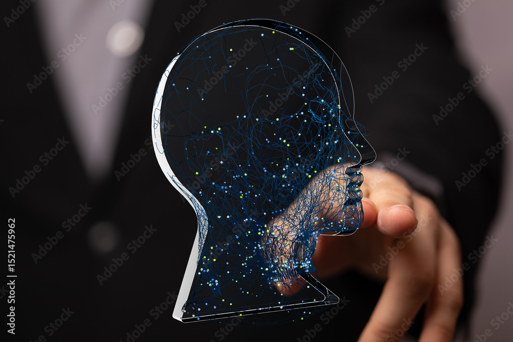 Aufkleber conceptual image of a digital brain, representing ai, neural networks, and the human mind's intricat