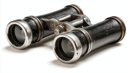 Old binoculars for race viewing, showcasing vintage design and functionality in a standalone presentation