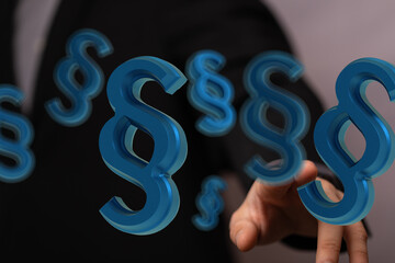 3D rendering of paragraph symbols, ideal for legal and justice concepts.