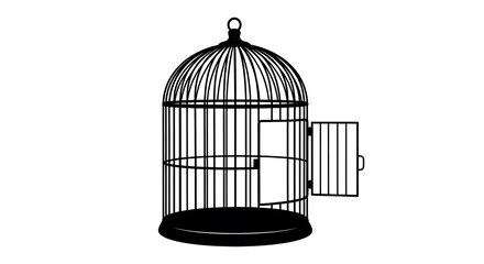 Open Bird Cage Silhouette Illustration