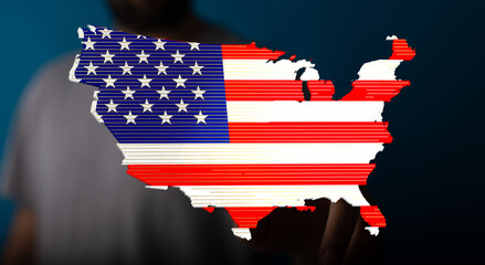 High-quality image of a US map designed with the American flag. Perfect for patriotic themes.