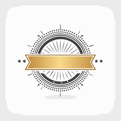 Vector logo design template - abstract vintage badge and emblem with copy space for text, simple minimalistic background