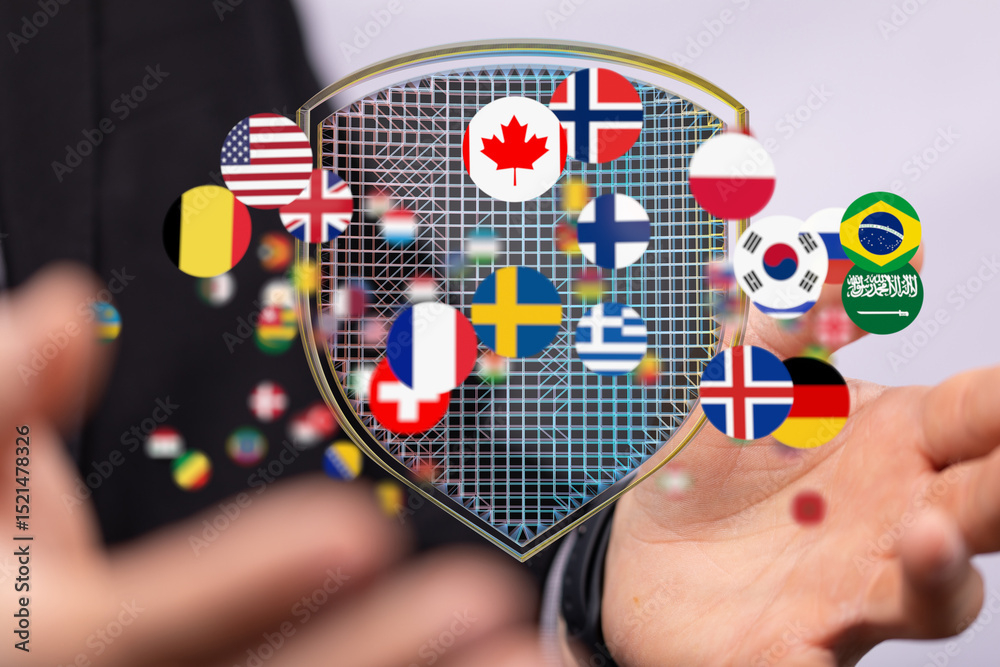 Poster secure your data with robust international cybersecurity solutions. protect against global threats.