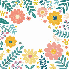 Vector in simple naive and hippie groovy style, flowers and plants, floral botanic hand drawn design templates, frames and modern art prints, posters and placards