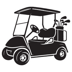 Golf Cart silhouette cruising on green paths – Golf Cart illustration – Minimalist Golf Cart vector – Vehicle silhouette

