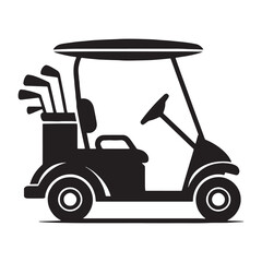 Lightweight Golf Cart silhouette on the course – Golf Cart illustration – Minimalist Golf Cart vector – Vehicle silhouette

