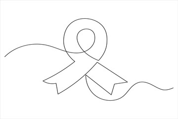 Minimalist style ribbon in continuous one line drawing with isolate outline illustration