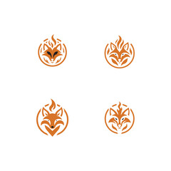 set collection fire fox head logo. modern animal emblem