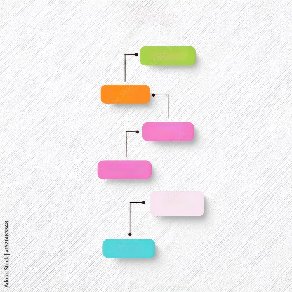 Wall mural impact effect economic concept. flowchart with colorful boxes on a textured background.