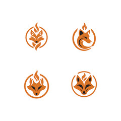 set collection fire fox head logo. modern animal emblem