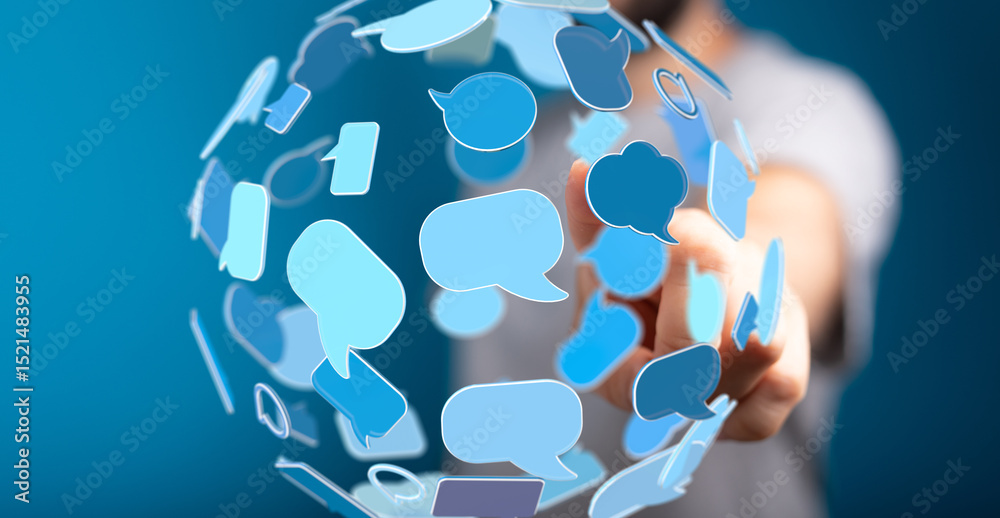 Fototapete seamless communication. interactive global network. digital dialogue and connection.