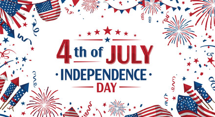 Obraz premium Celebratory independence day design featuring patriotic banners and fireworks vector illustration