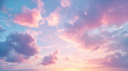 Fototapeta premium Pastel Pink & Blue Sky: Dreamy Cloud Background for Design