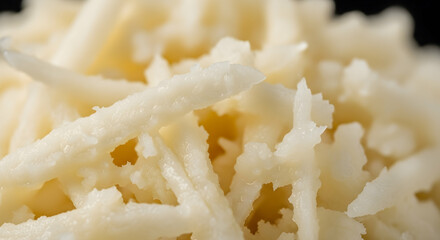 Pile Of Freshly Grated Parmesan Cheese Preparing For Cooking Process