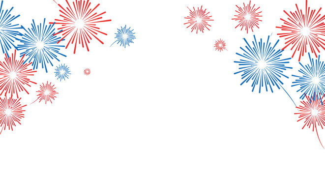 Festive celebration with red and blue fireworks for holiday invitations and posters vector illustration