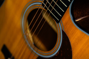 Close-Up of Acoustic Guitar Strings