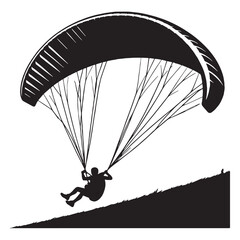 Paraglider silhouette with dynamic wingspan – Paraglider illustration – Minimalist Paraglider vector


