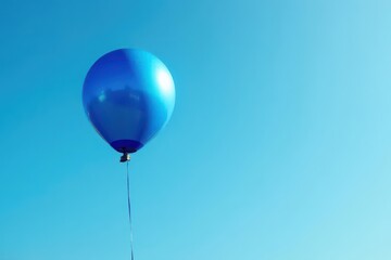 Fototapeta premium Single bright blue balloon, inflated, celebratory , event, carnival