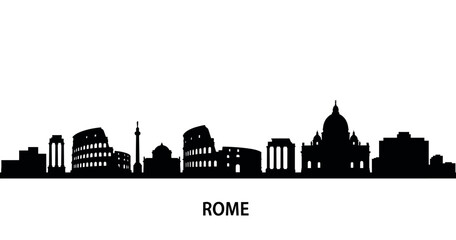 Obraz premium Skyline silhouette of iconic rome landmarks for design projects vector illustration