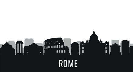 Plakat Rome skyline silhouette featuring iconic landmarks for design and print vector illustration