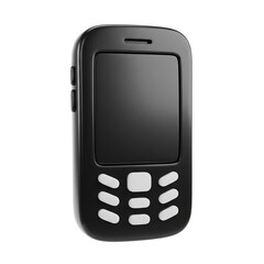 Simple Black Mobile Phone 3D Icon: Classic Cellphone for Communication & Technology. Retro Device