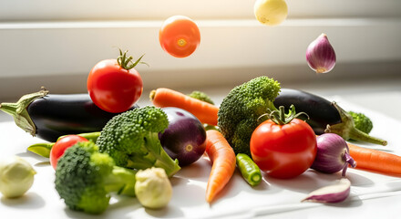 Freshly Picked Assortment of Vegetables and Fruits for a Healthy Lifestyle