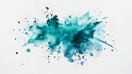 Teal Ink Burst: Abstract Watercolor Explosion for Design Projects