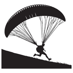 Graceful Paraglider silhouette soaring high – Paraglider illustration – Minimalist Paraglider vector


