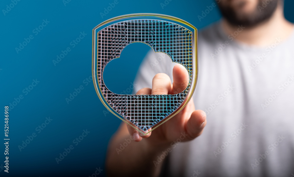 Aufkleber Protecting your data in the cloud.  Ensuring security and privacy.
