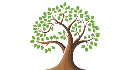 Stylized Vector Tree Illustration With Green Leaves Design