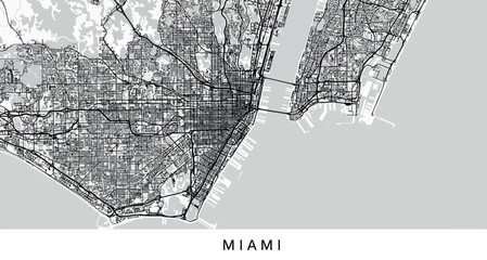 Miami city map design for urban planning and travel guides vector illustration