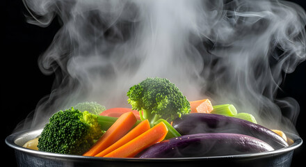 Steaming Vegetables In A Pot For A Healthy And Nutritious Meal