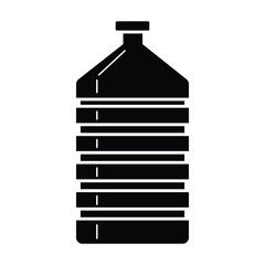 Creative plastic bottle icon silhouette with horizontal line segments modern vector illustration concept for commercial packaging and container design.