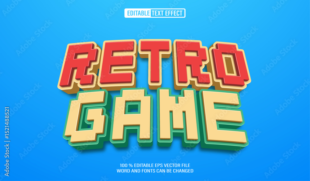 Leinwandbilder Editable 3d text style effect - Retro Game Pixel text effect Template