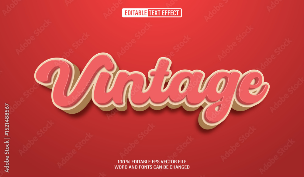 Fototapete editable 3d text style effect - vintage retro text effect template