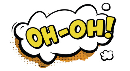 Colorful comic pop art style exclamation with cartoon cloud and bold yellow text vector illustration