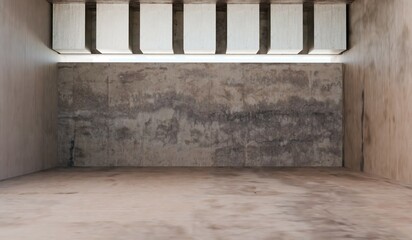 Cement wall room, industrial background, empty room, 3d illustration