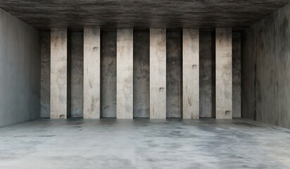 Cement wall room, industrial background, empty room, 3d illustration