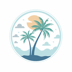 Vector logo and print design templates, summer palms, tropical hand drawn illustrations, palm trees boho elements, grid patterns and prints with square elements for social media and posts, stationery