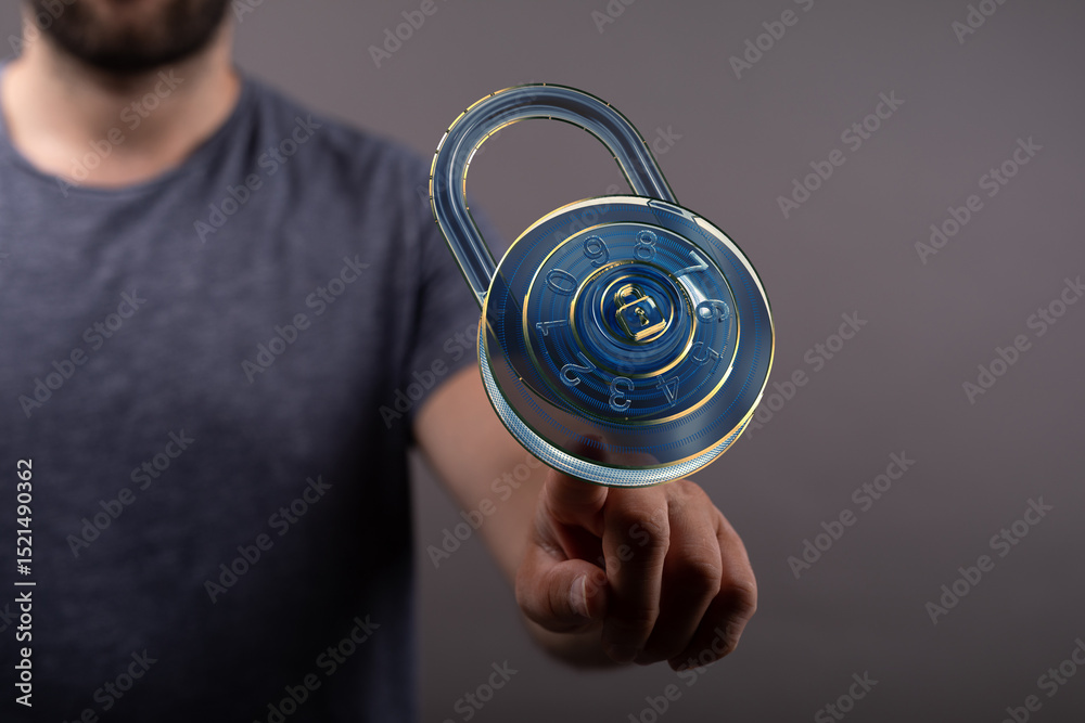 Poster Secure your data.  Conceptual image of digital security and data protection.